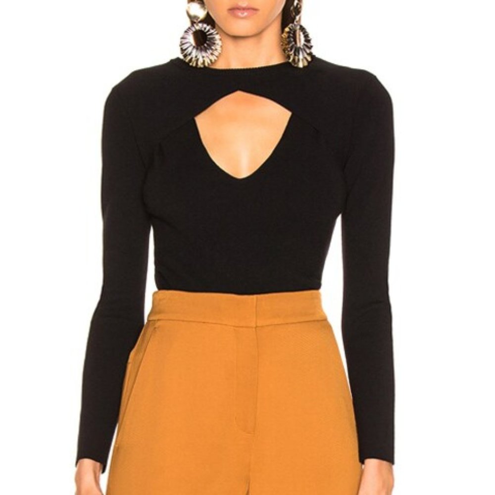 A.L.C. Curtis Black Rib-Knit Cutout Sweater